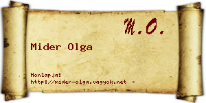 Mider Olga névjegykártya